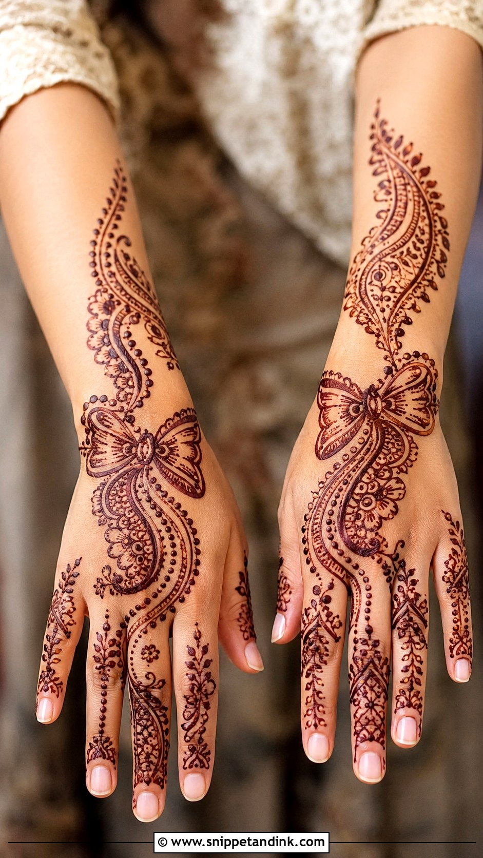 Bow Paisley Mehndi Design - Snippet and Ink - 30 Bow Mehndi Designs