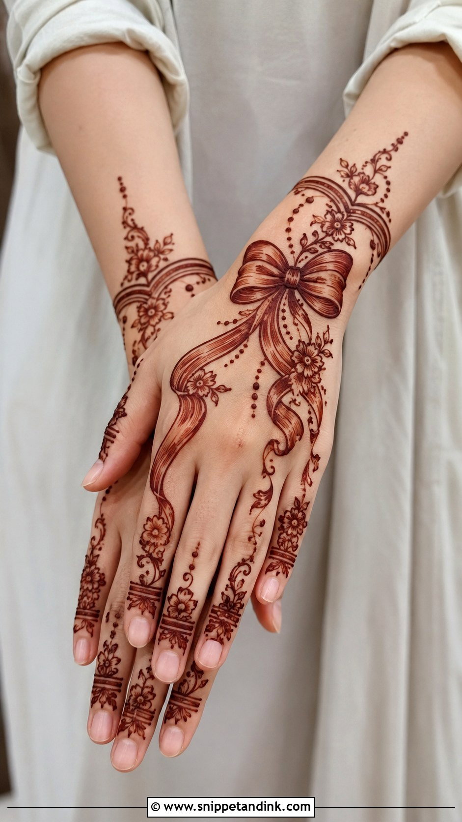 Bow Ribbon Mehndi Design - Snippet and Ink - 30 Bow Mehndi Designs