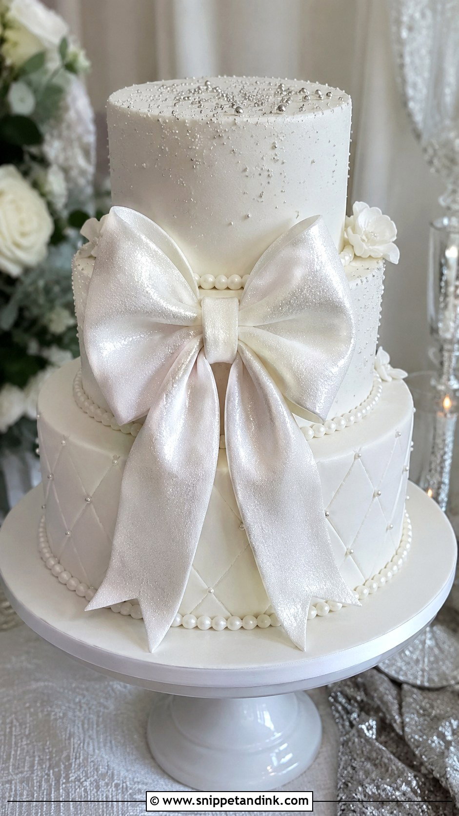 Bow Sparkle Wedding Cake - Snippet and Ink - 30 Sparkle Wedding Cake Ideas