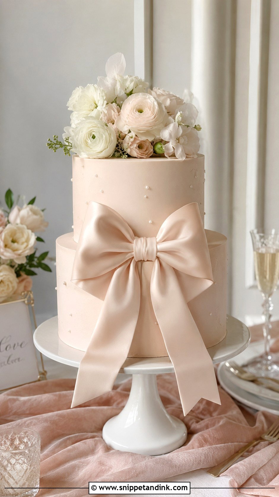 Bow Wedding Cake - Snippet and Ink - 20 Cake Photoshoot Aesthetic Ideas for Wedding