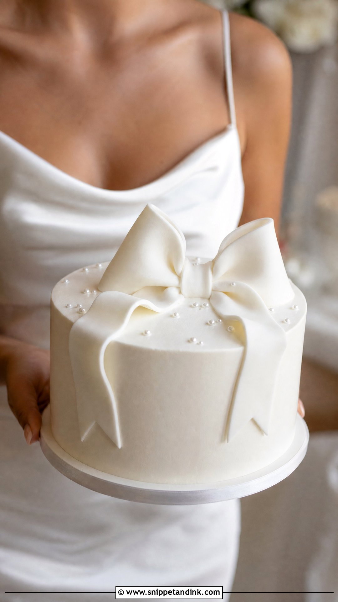 Bow Wedding Cake - Snippet and Ink - 20 Person Holding Cake Ideas for Wedding