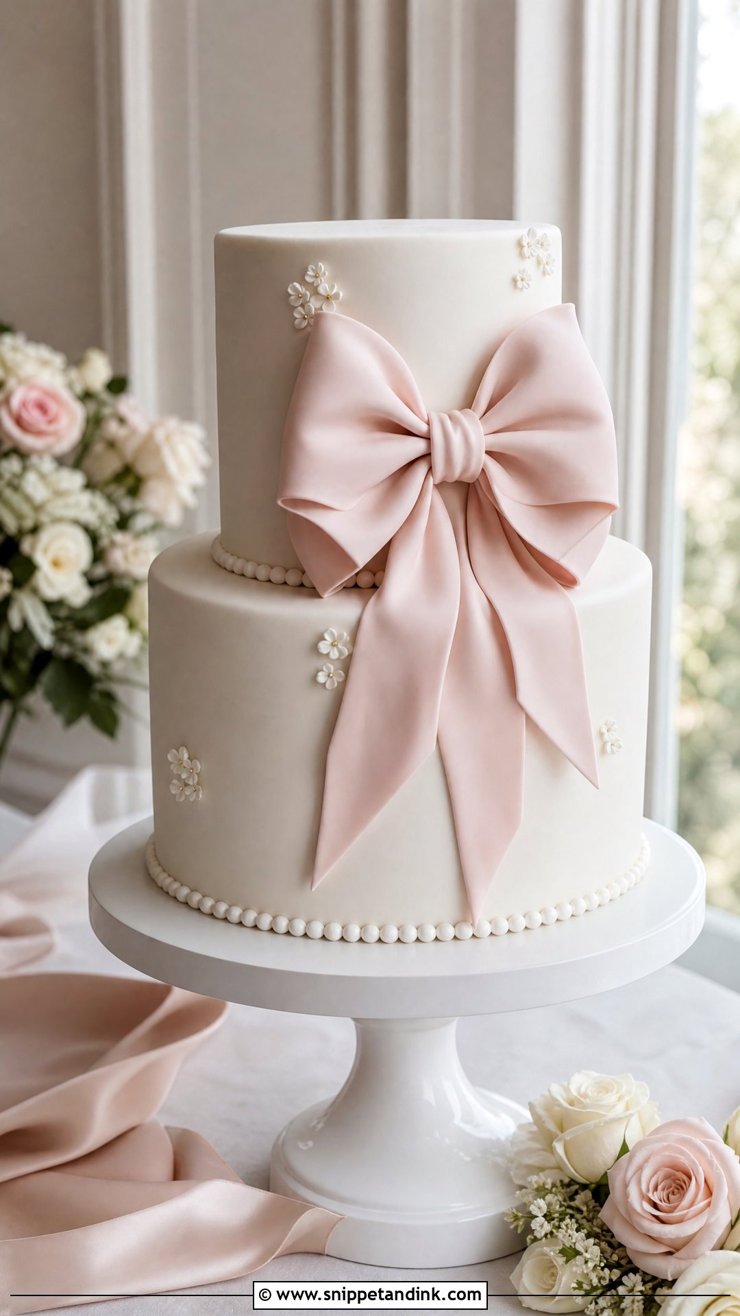 Bow Wedding Cake - Snippet and Ink - 25 Lady Cake Ideas for Wedding