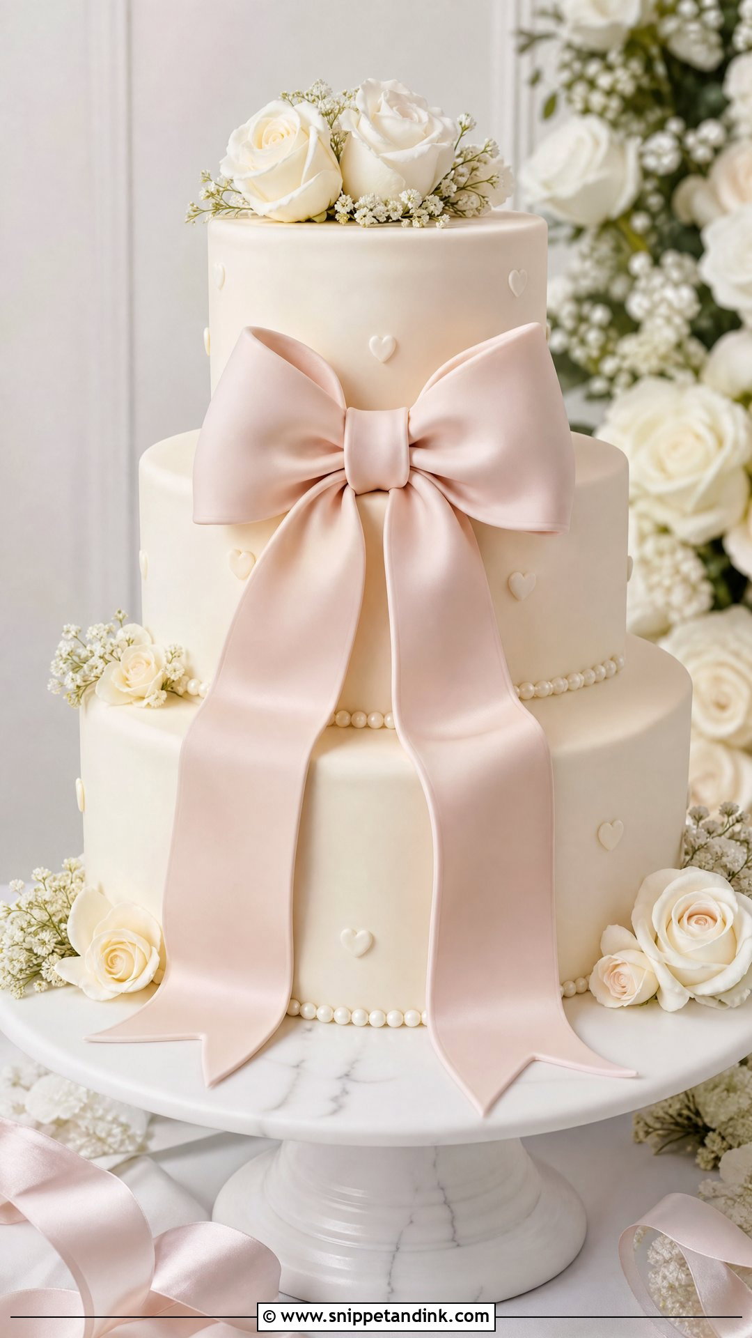 Bow Wedding Cake - Snippet and Ink - 25 Love Theme Cake Ideas for Wedding