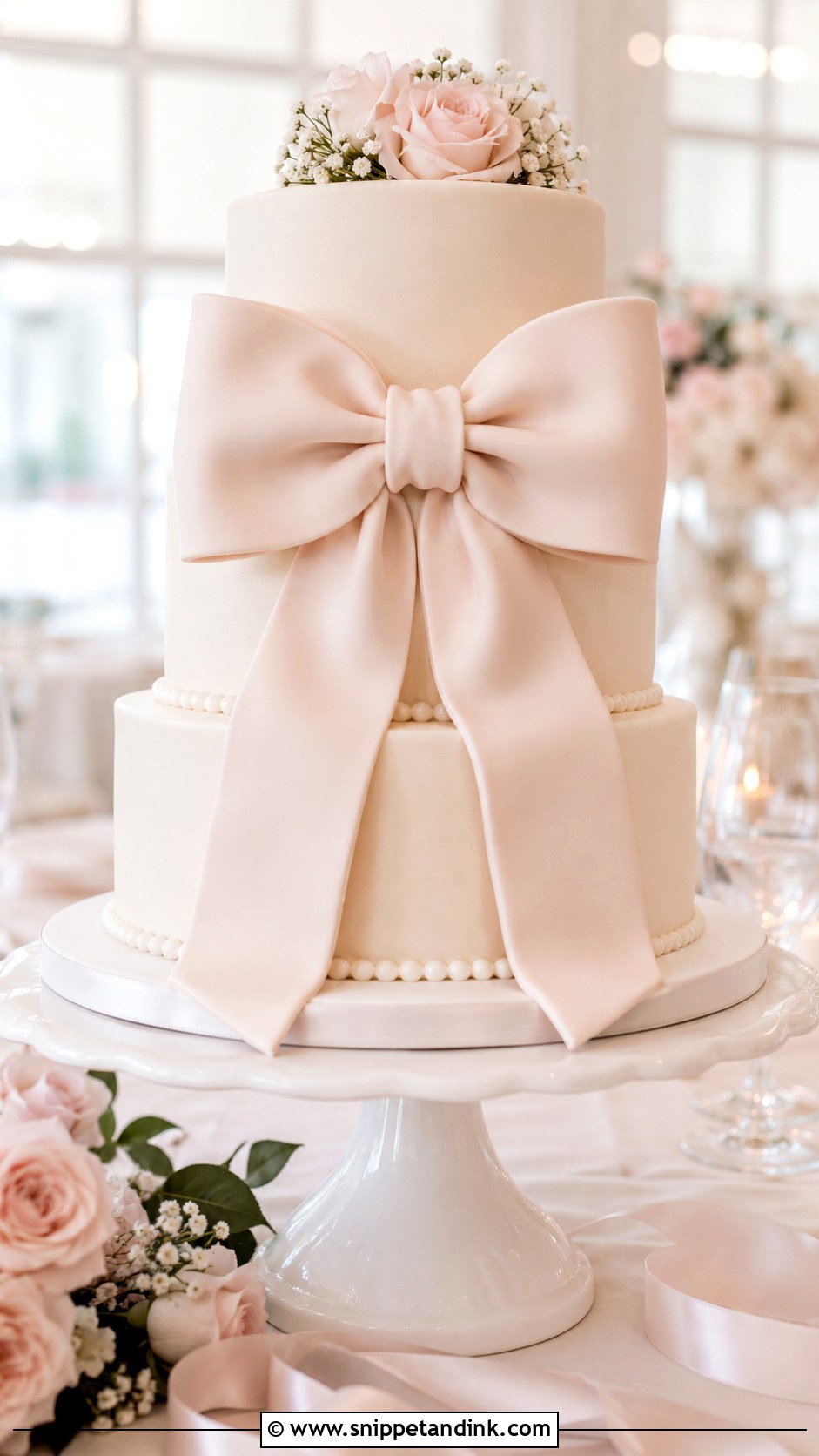 Bow Wedding Cake - Snippet and Ink - 20 Elegant Wedding Cakes