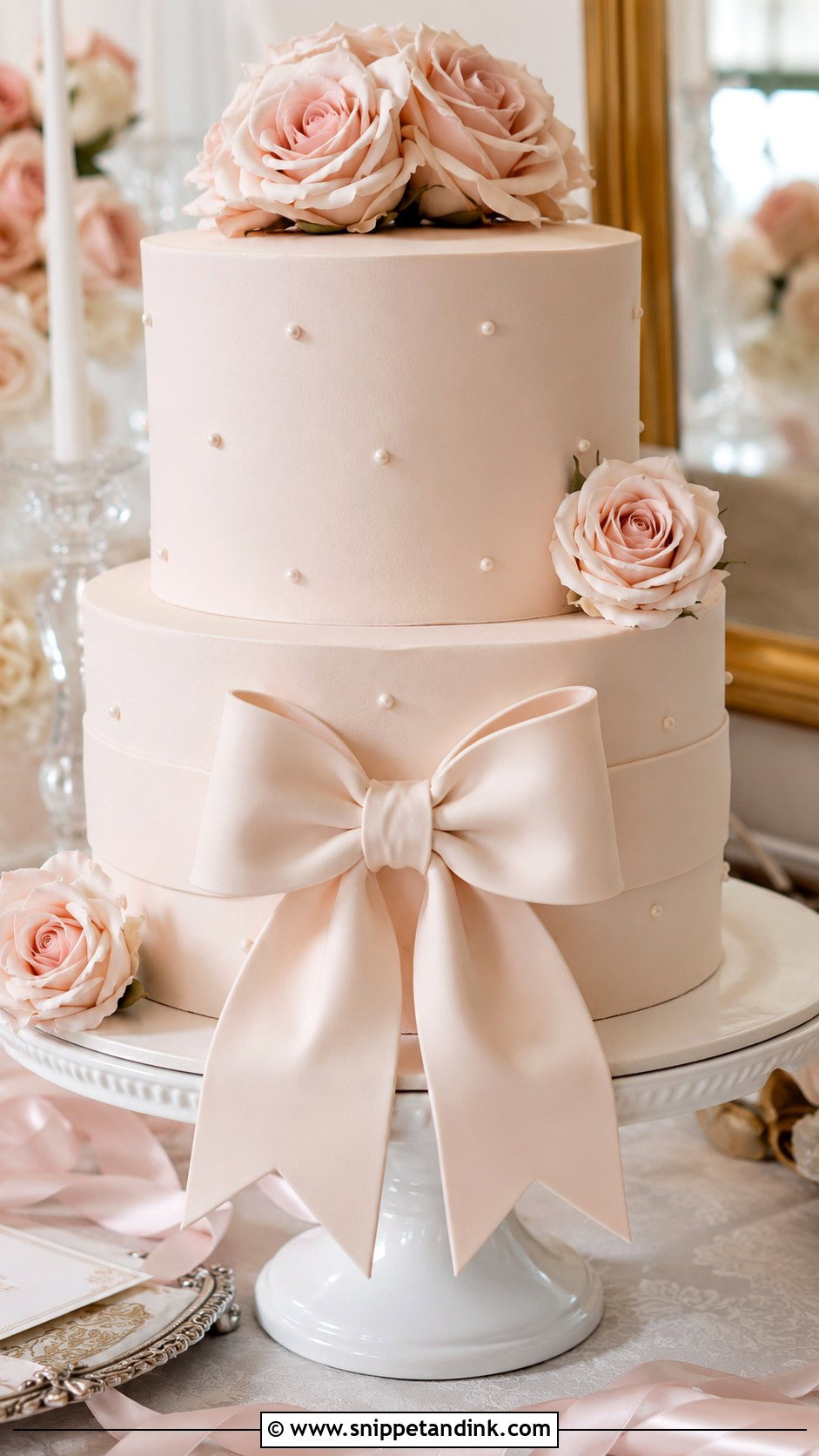 Bow Wedding Cake - Snippet and Ink - 20 Feminine Cake Ideas for Wedding