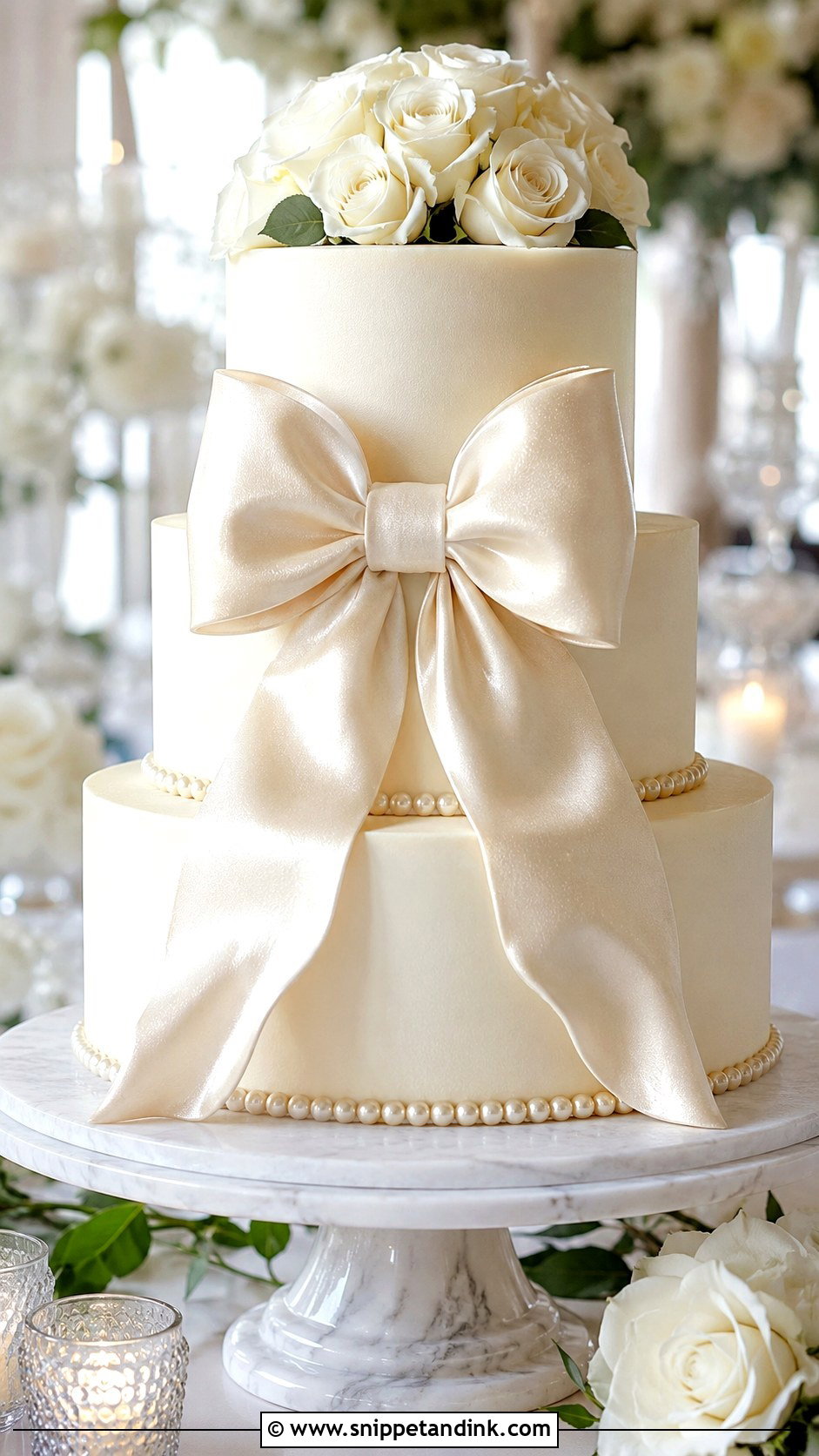 Bow Wedding Cake - Snippet and Ink - 20 Glitz and Glam Cake Ideas for Wedding