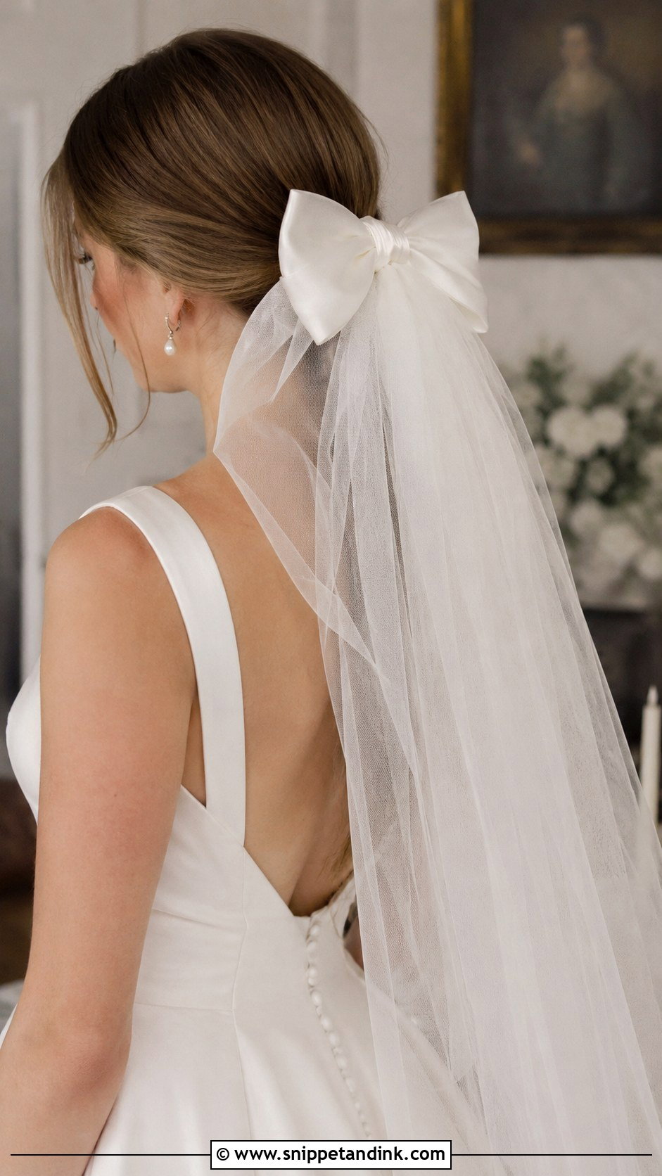 Bow With Veil Attached - Snippet and Ink - 20 Bridal Hair Bow Ideas