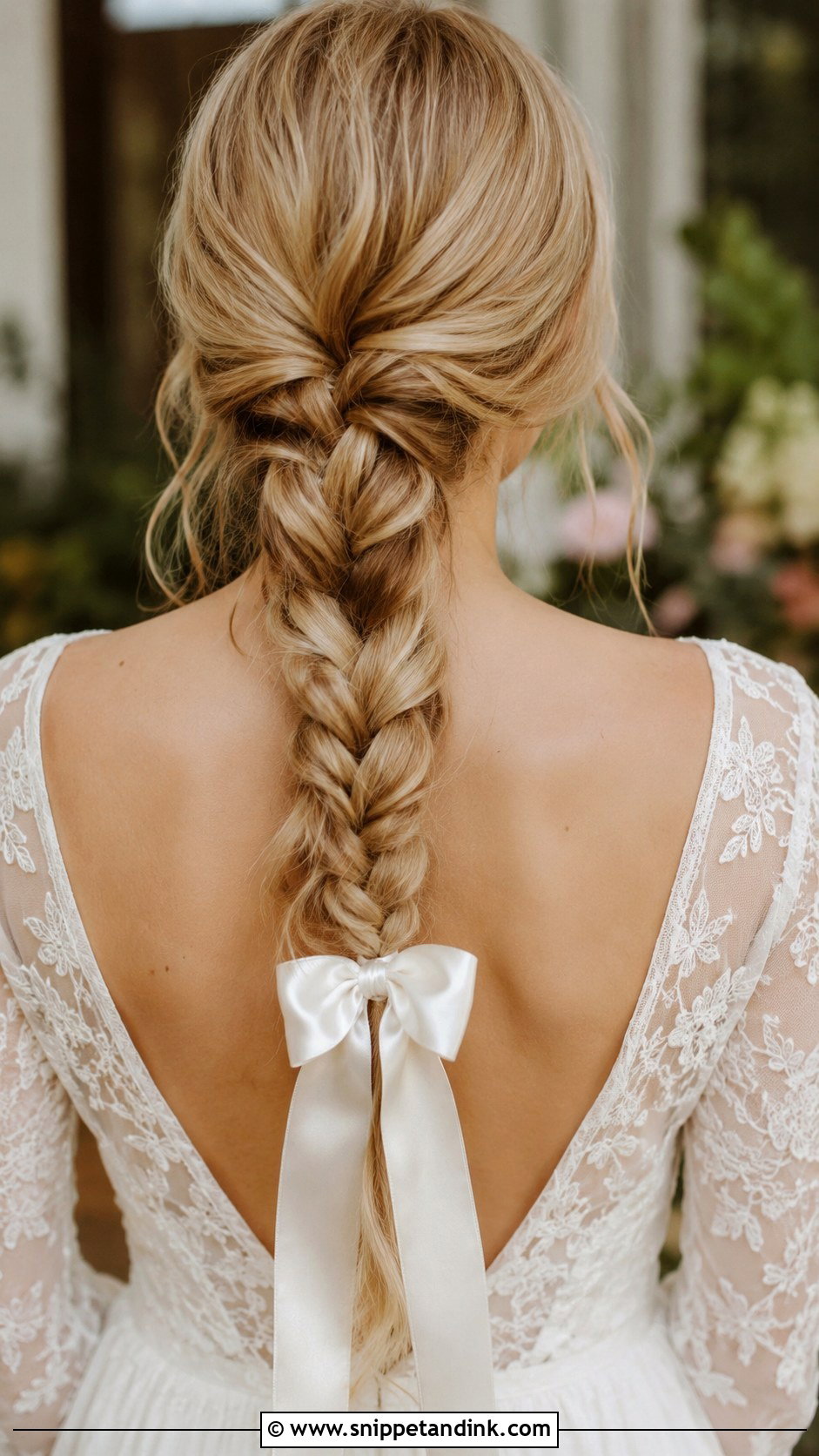 Bow at the End of a Braid - Snippet and Ink - 20 Wedding Hair with Bow Ideas