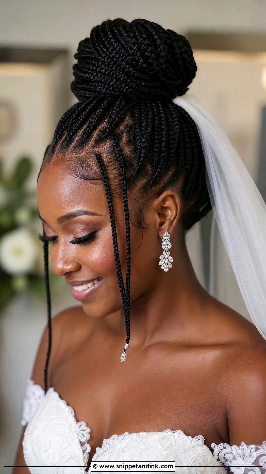 Box Braid High Bun Wedding Hairstyle - Snippet and Ink - 15 Box Braid Wedding Hairstyles