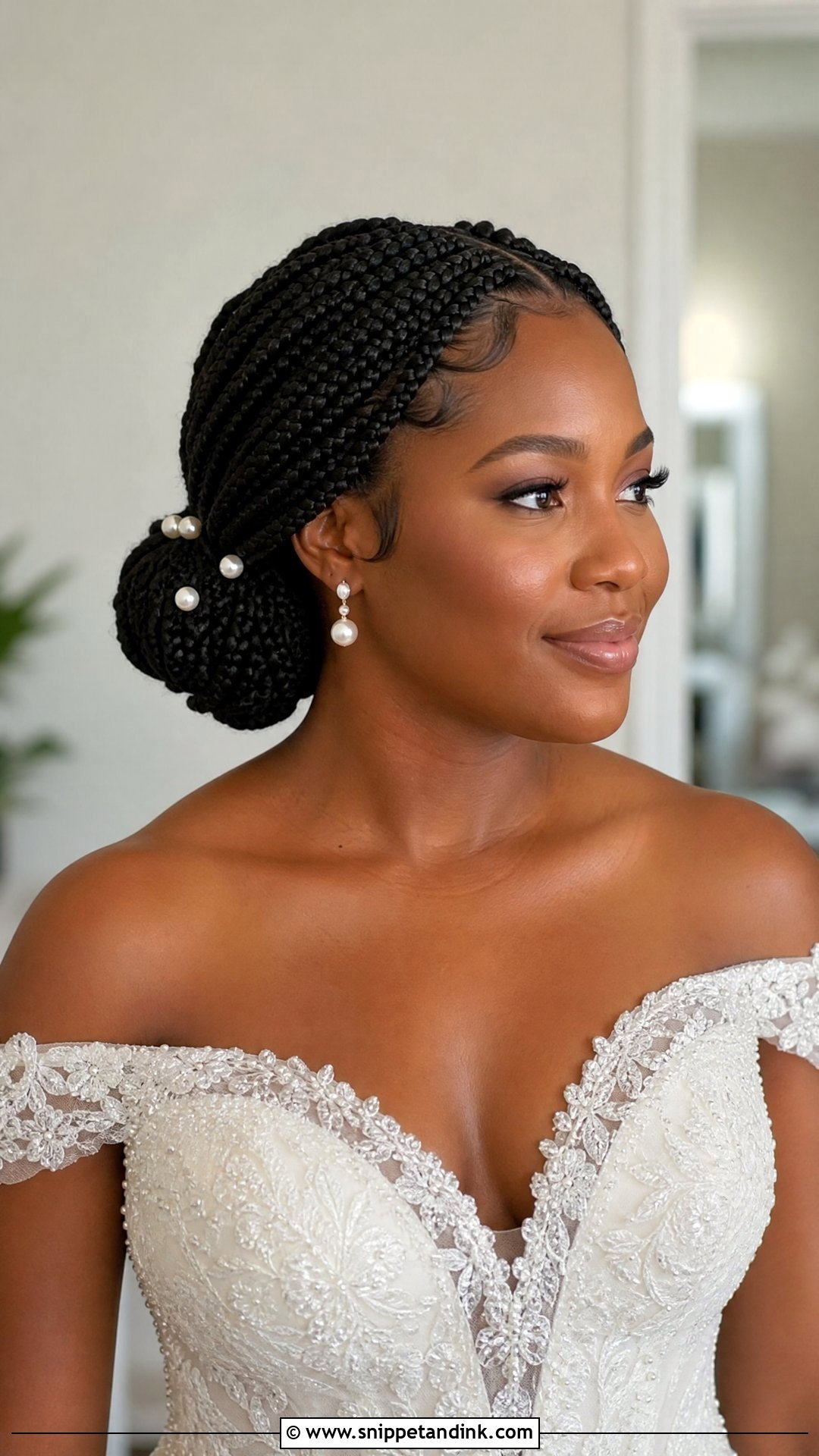 Box Braid Low Bun Wedding Hairstyle - Snippet and Ink - 15 Box Braid Wedding Hairstyles