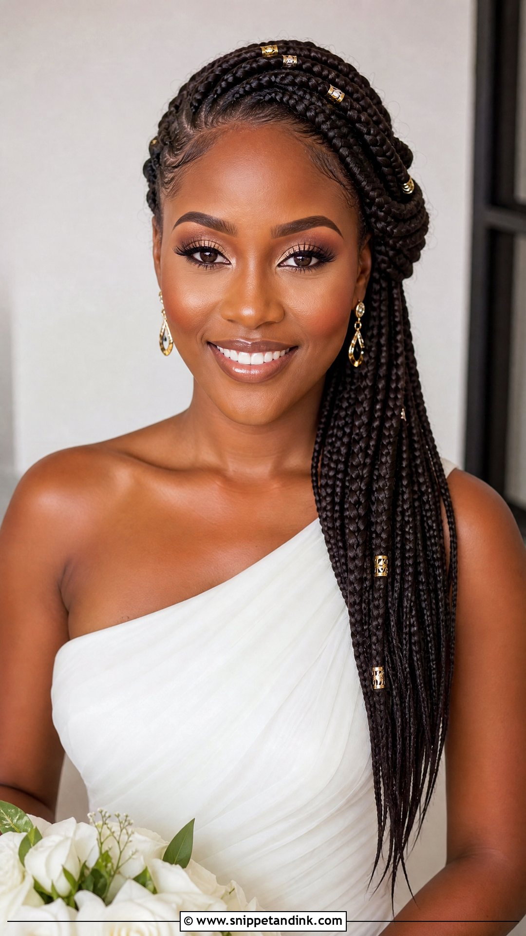 Box Braid Side Swept Wedding Hairstyle - Snippet and Ink - 15 Box Braid Wedding Hairstyles
