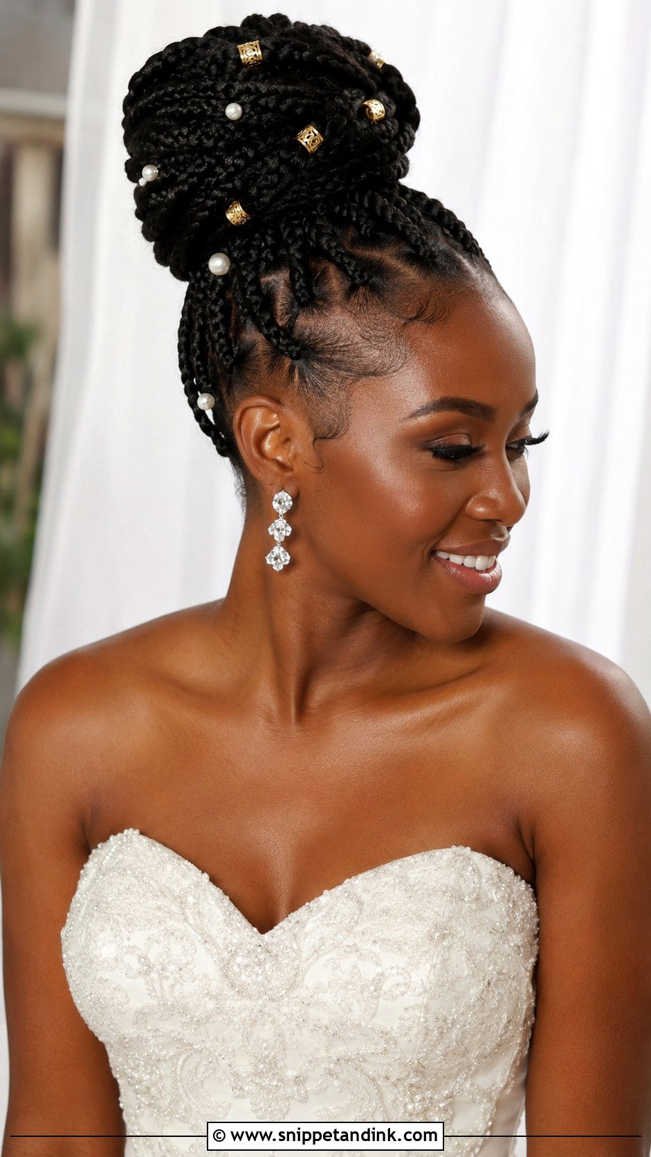 Box Braid Updo for Black Brides - Snippet and Ink - 20 Braids Wedding Hairstyles Black Women