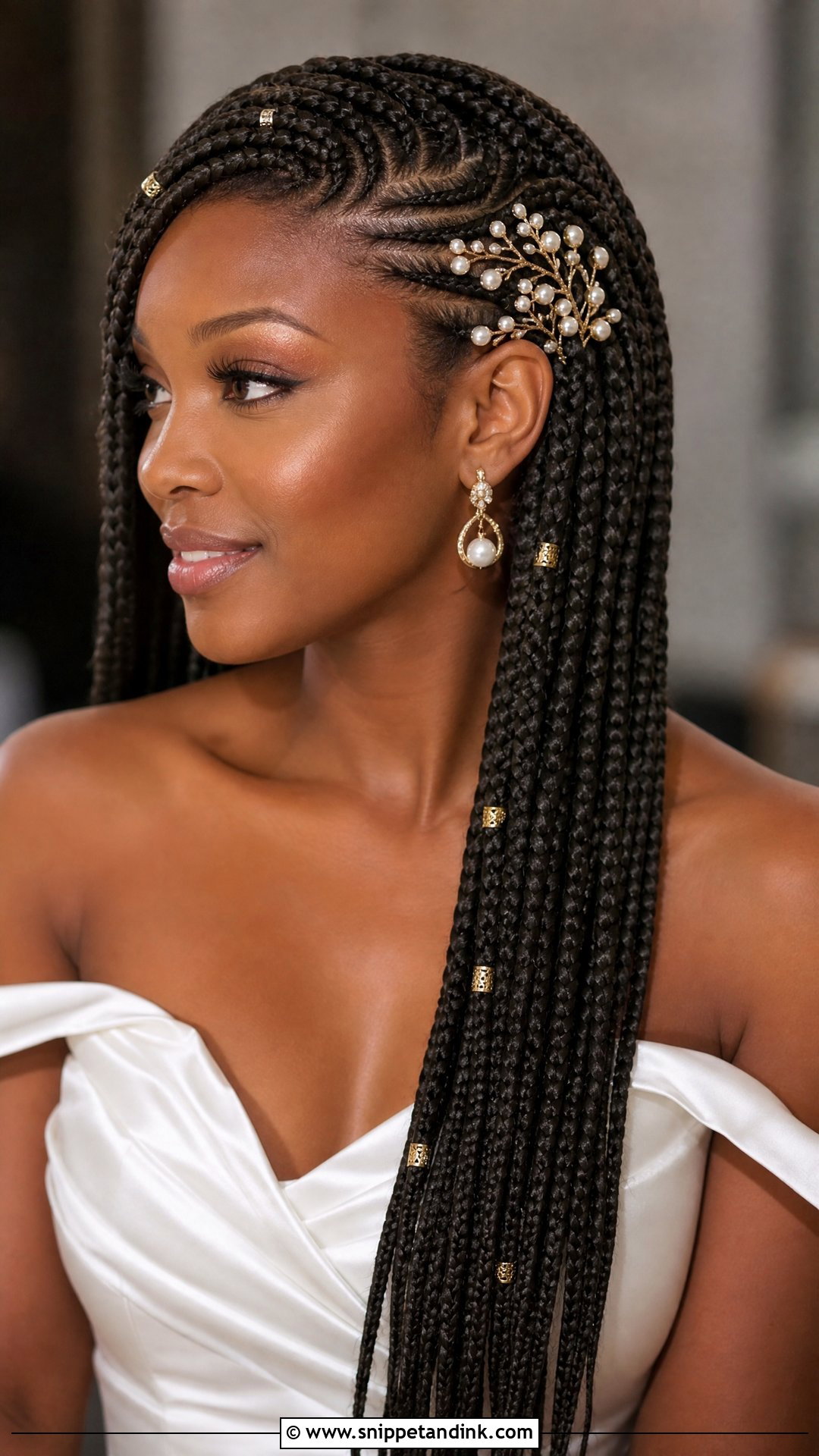 Box Braid Wedding Hairstyle With Hair Jewelry - Snippet and Ink - 15 Box Braid Wedding Hairstyles