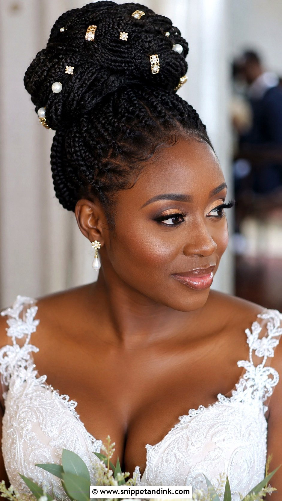 Box Braids Bridal Updo - Snippet and Ink - 20 Black Hair Bride Ideas