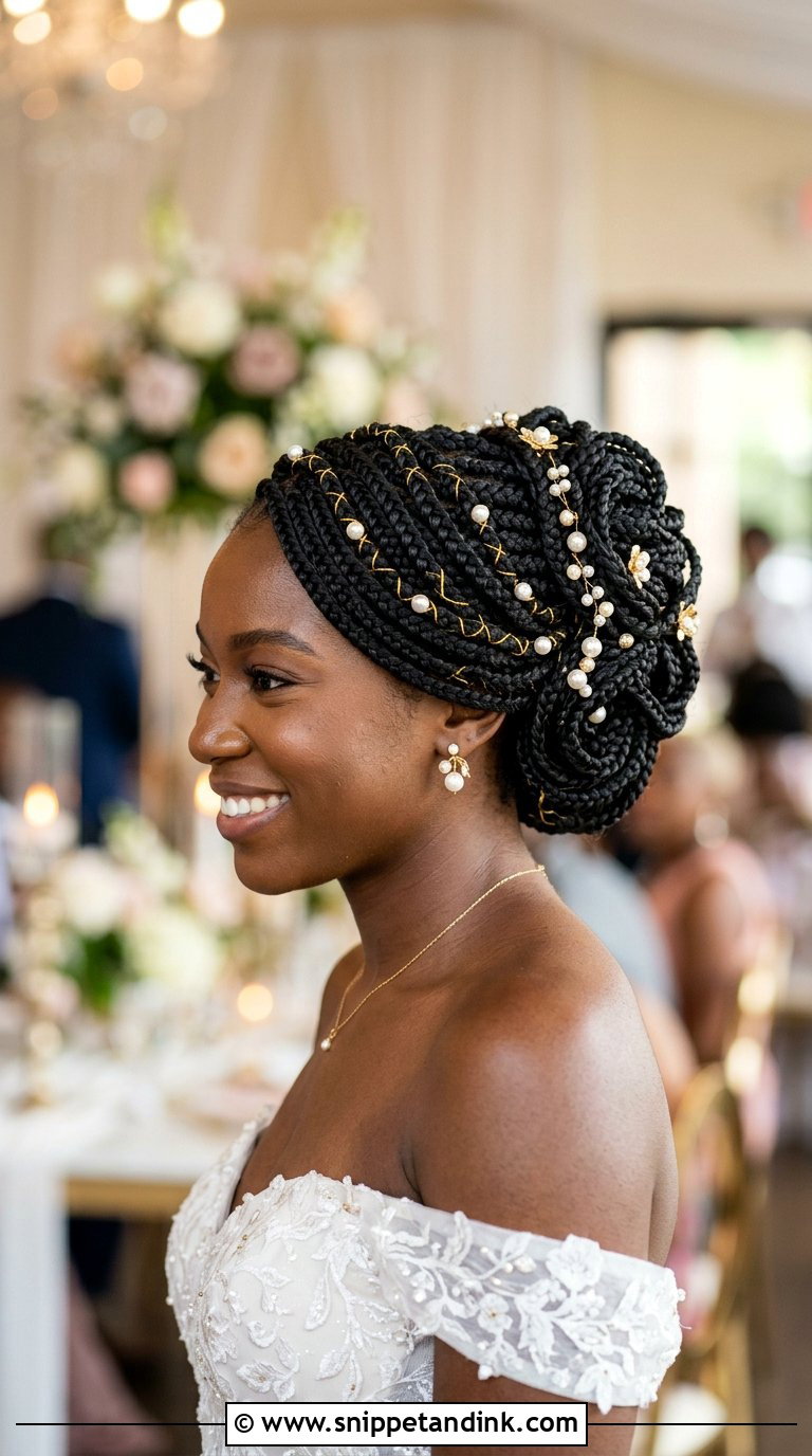 Box Braids Bridal Updo - Snippet and Ink - 20 Bridal Hairstyles for Black Women