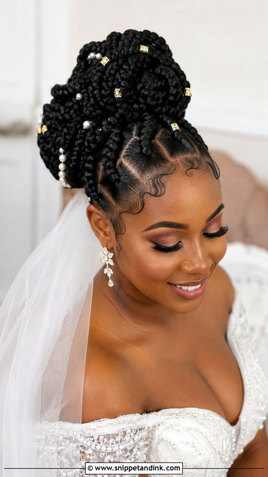 Box Braids Bridal Updo - Snippet and Ink - 25 Natural Hair Bridal Hairstyles