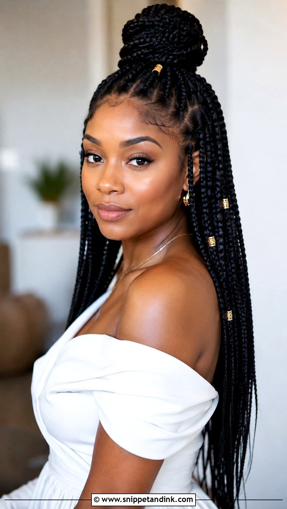 Box Braids Half Up Bun - Snippet and Ink - 30 Wedding Hair Black Women Ideas