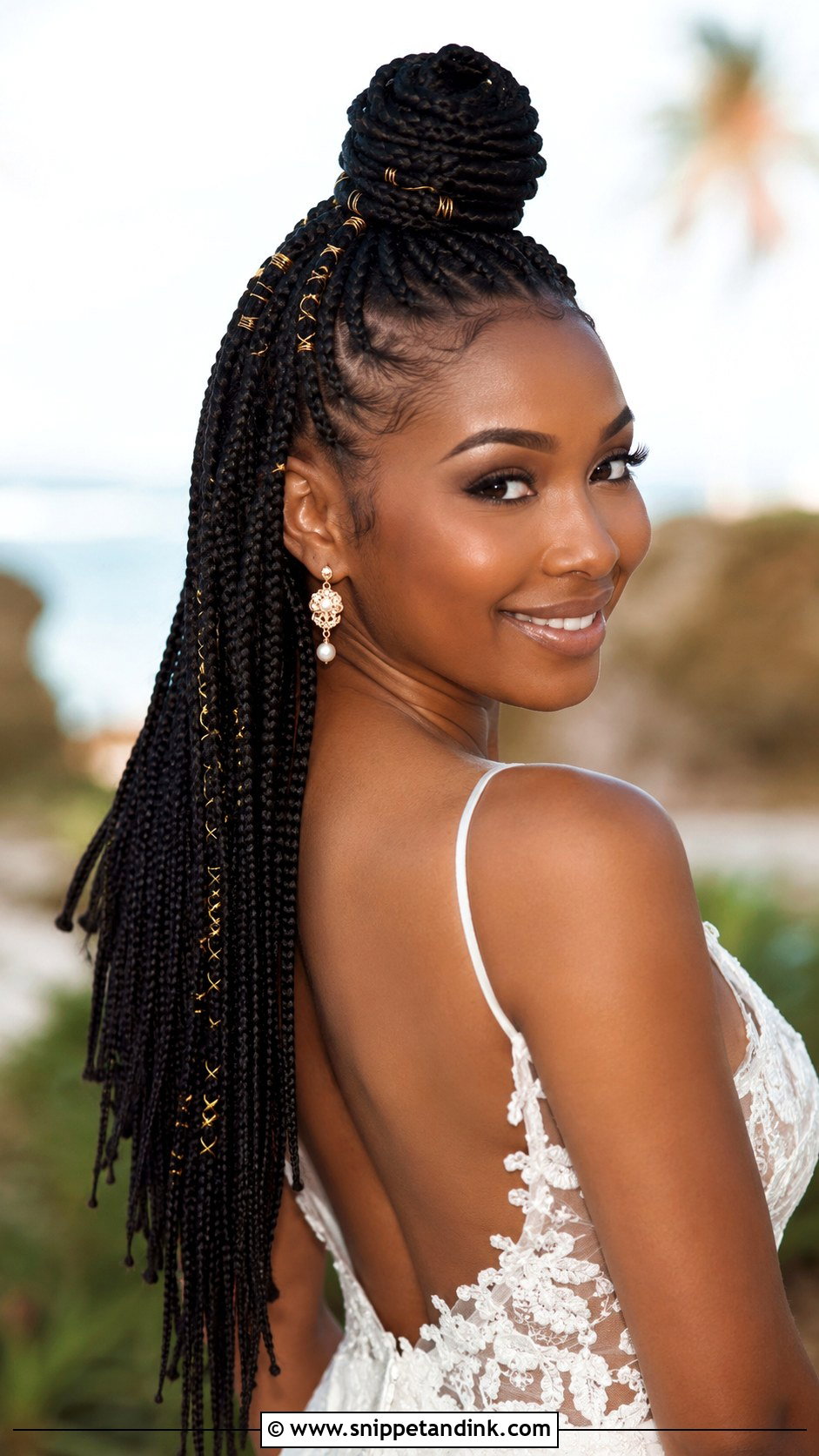 Box Braids Half Up Half Down - Snippet and Ink - 20 Black Hair Wedding Hairstyles