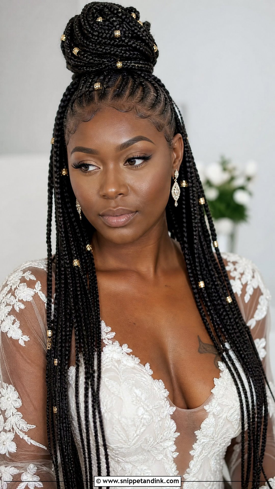 Box Braids Half Up Half Down - Snippet and Ink - 20 Black Bridal Hair Ideas