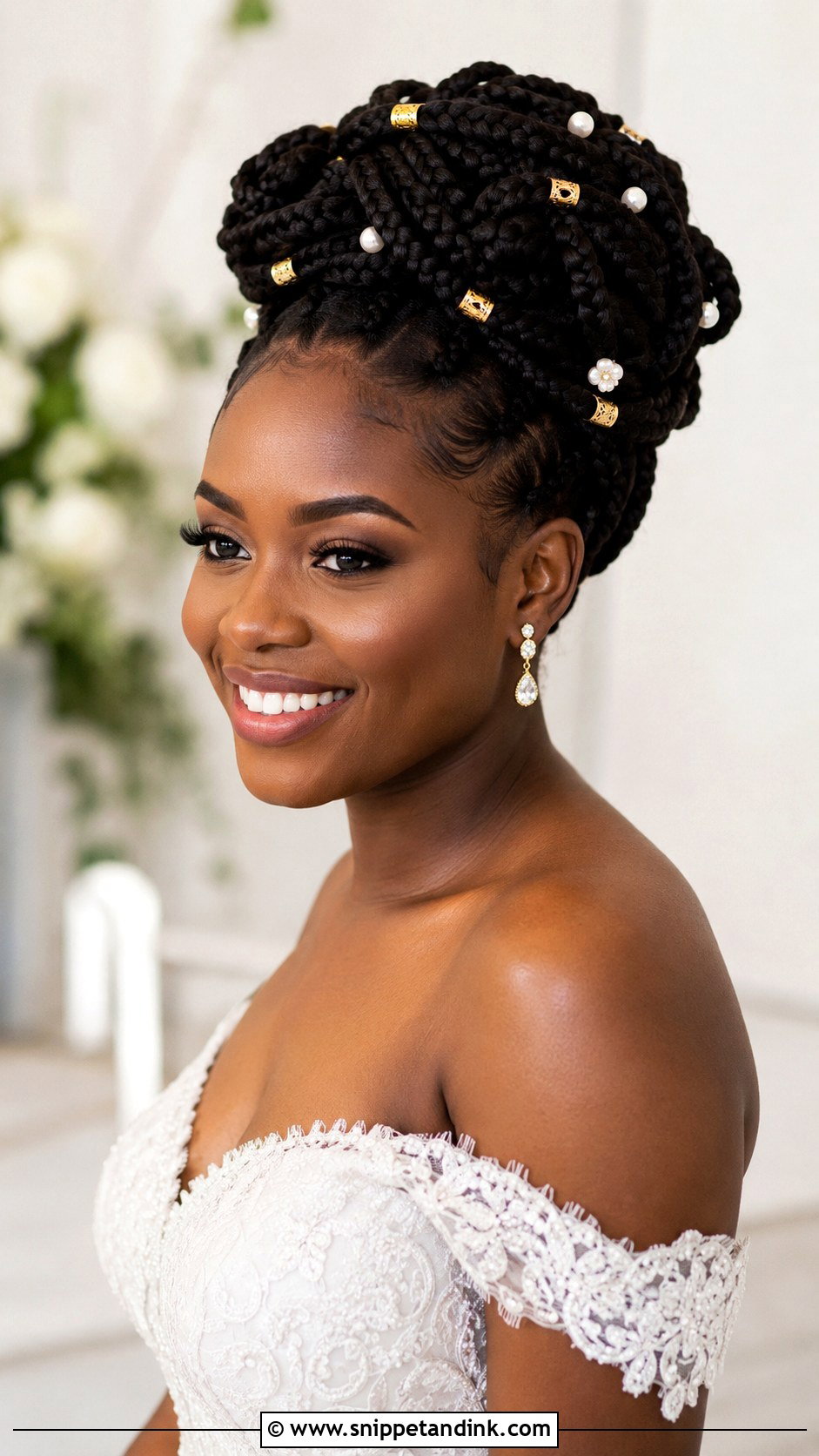 Box Braids Updo for Brides - Snippet and Ink - 25 Black Wedding Hairstyles for Bride