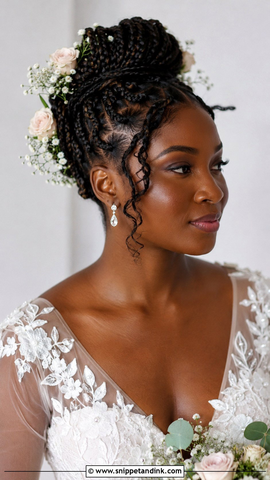 Box Braids With Floral Accents - Snippet and Ink - 20 Box Braids Wedding Hairstyles