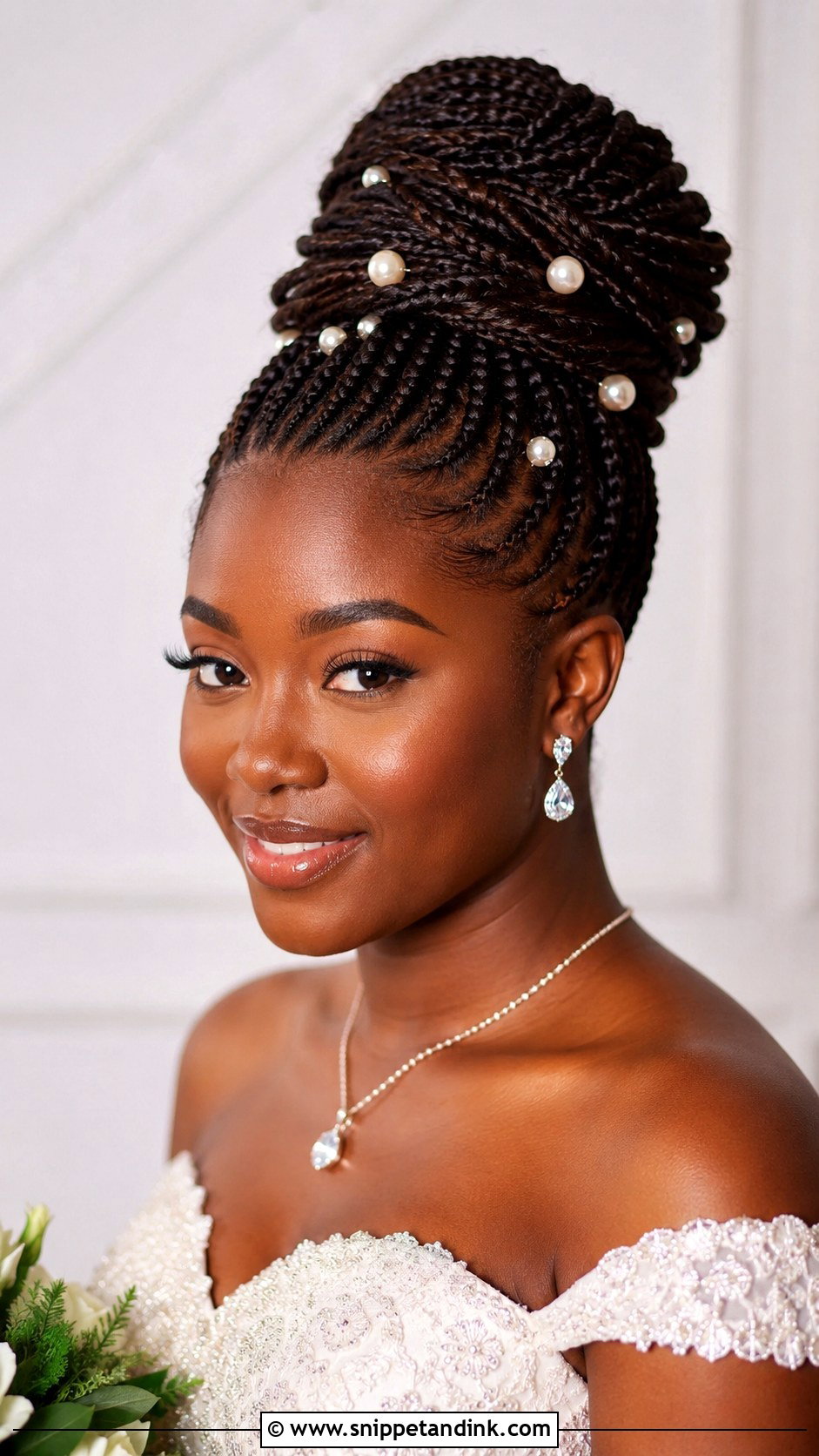 Box Braids With Pearl Accents - Snippet and Ink - 20 Box Braids Wedding Hairstyles