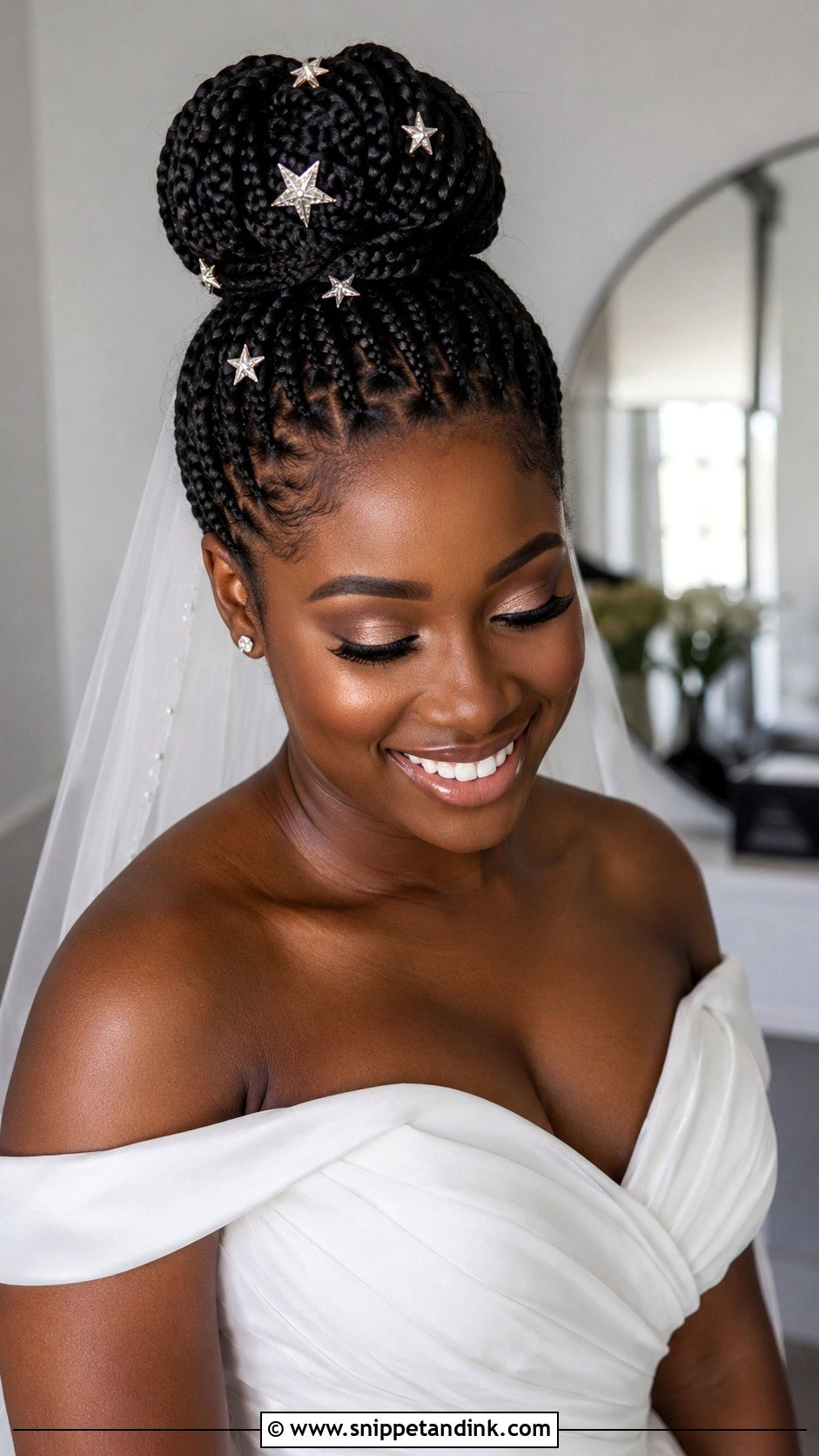 Box Braids With Star Pins - Snippet and Ink - 20 Bridal Natural Hairstyles