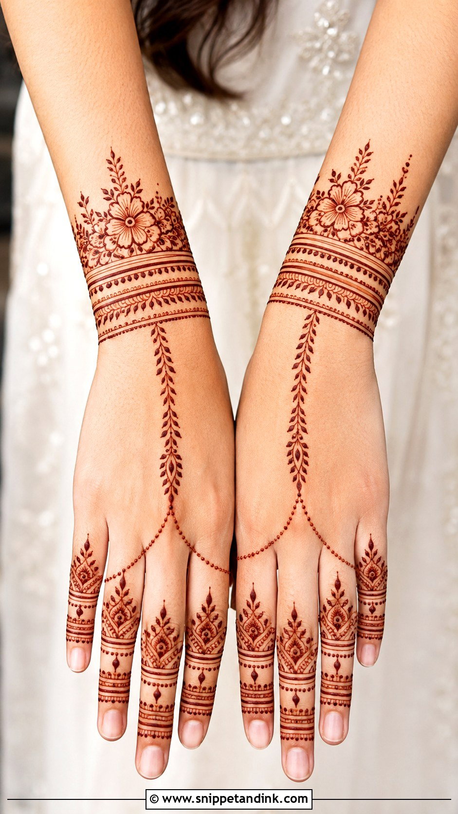 Bracelet Back Hand Bridal Mehndi Design - Snippet and Ink - 30 Back Hand Bridal Mehndi Designs