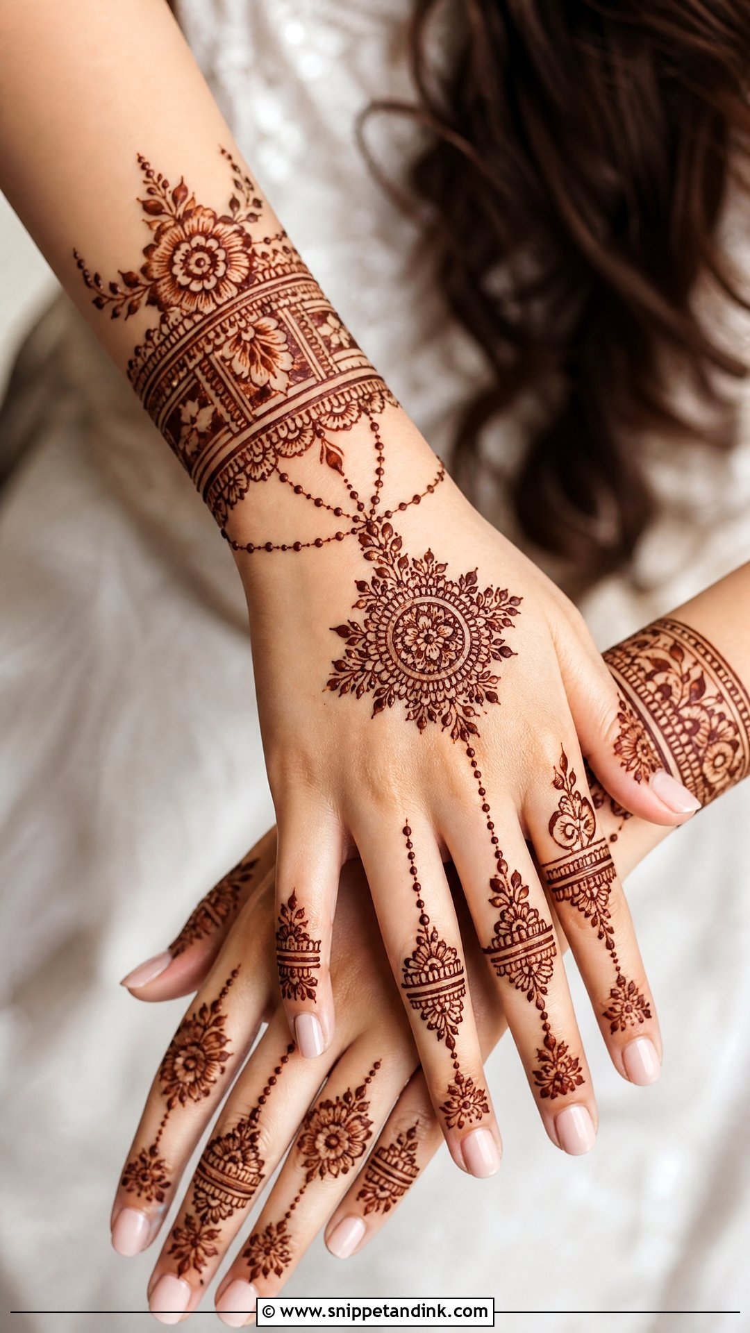 Bracelet Back Hand Bridal Mehndi Design - Snippet and Ink - 20 Back Bridal Engagement Mehndi Designs