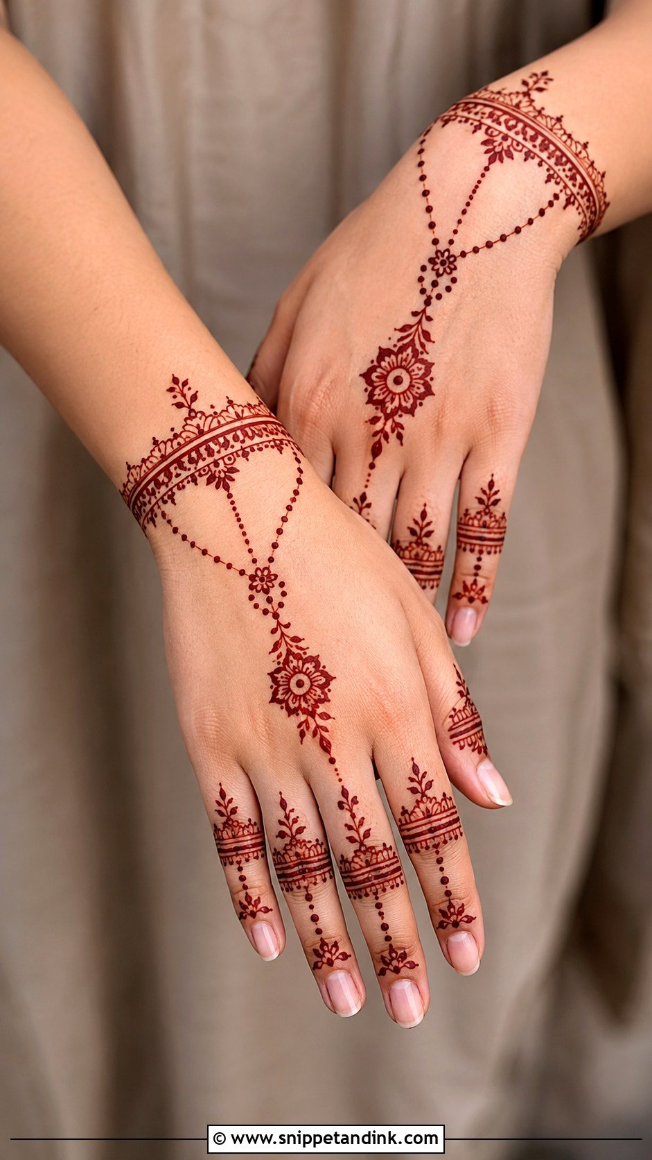 Bracelet Back Hand Mehndi Design - Snippet and Ink - 30 Modern Minimal Back Hand Mehndi Designs