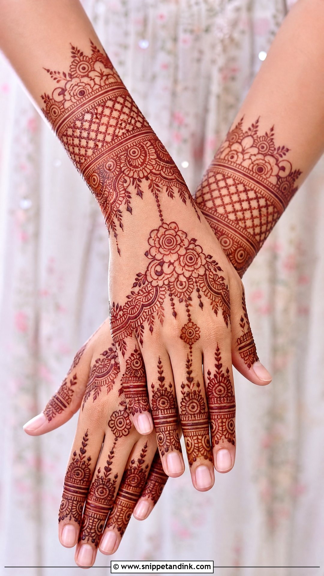 Bracelet Bridal Back Hand Mehndi Design - Snippet and Ink - 20 Bride Back Hand Mehndi Designs