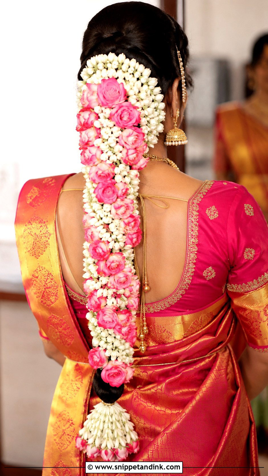 Braid with Rose and Jasmine Mix - Snippet and Ink - 25 Kerala Hindu Bridal Hairstyles