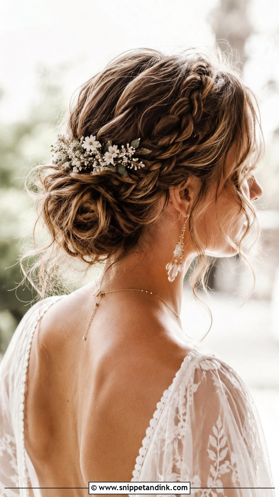 Braided Boho Bun for Short Hair - Snippet and Ink - 20 Short Hair Bun Wedding Ideas