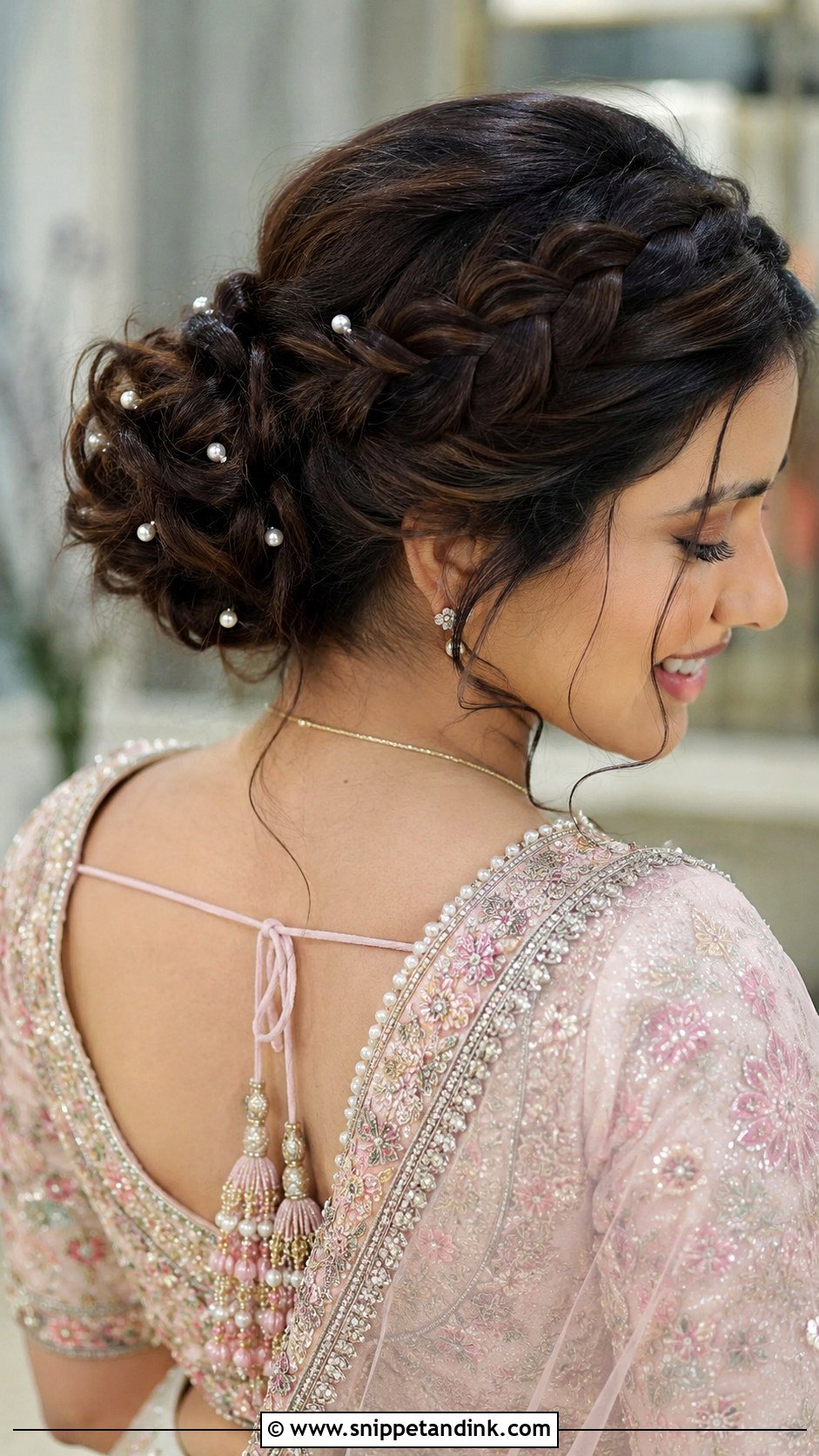 Braided Bridal Bun - Snippet and Ink - 15 Indian Wedding Bridal Hair Bun Ideas