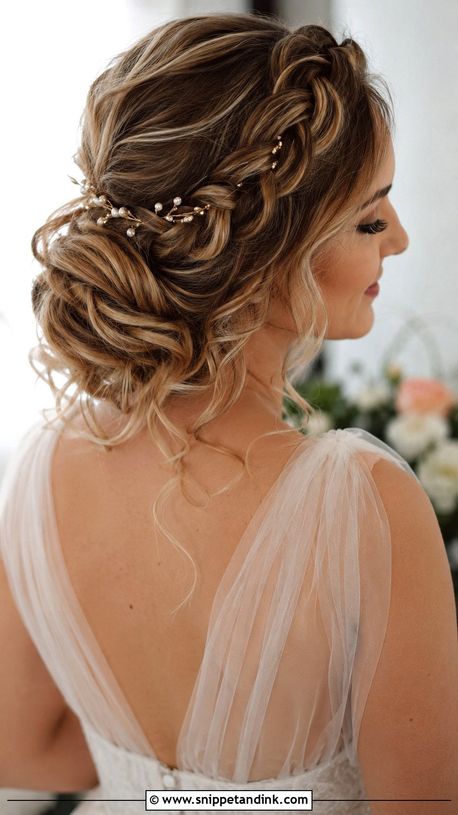 Braided Bridal Bun With Loose Curls - Snippet and Ink - 20 Bride Updo Hairstyles Bun Loose Curls