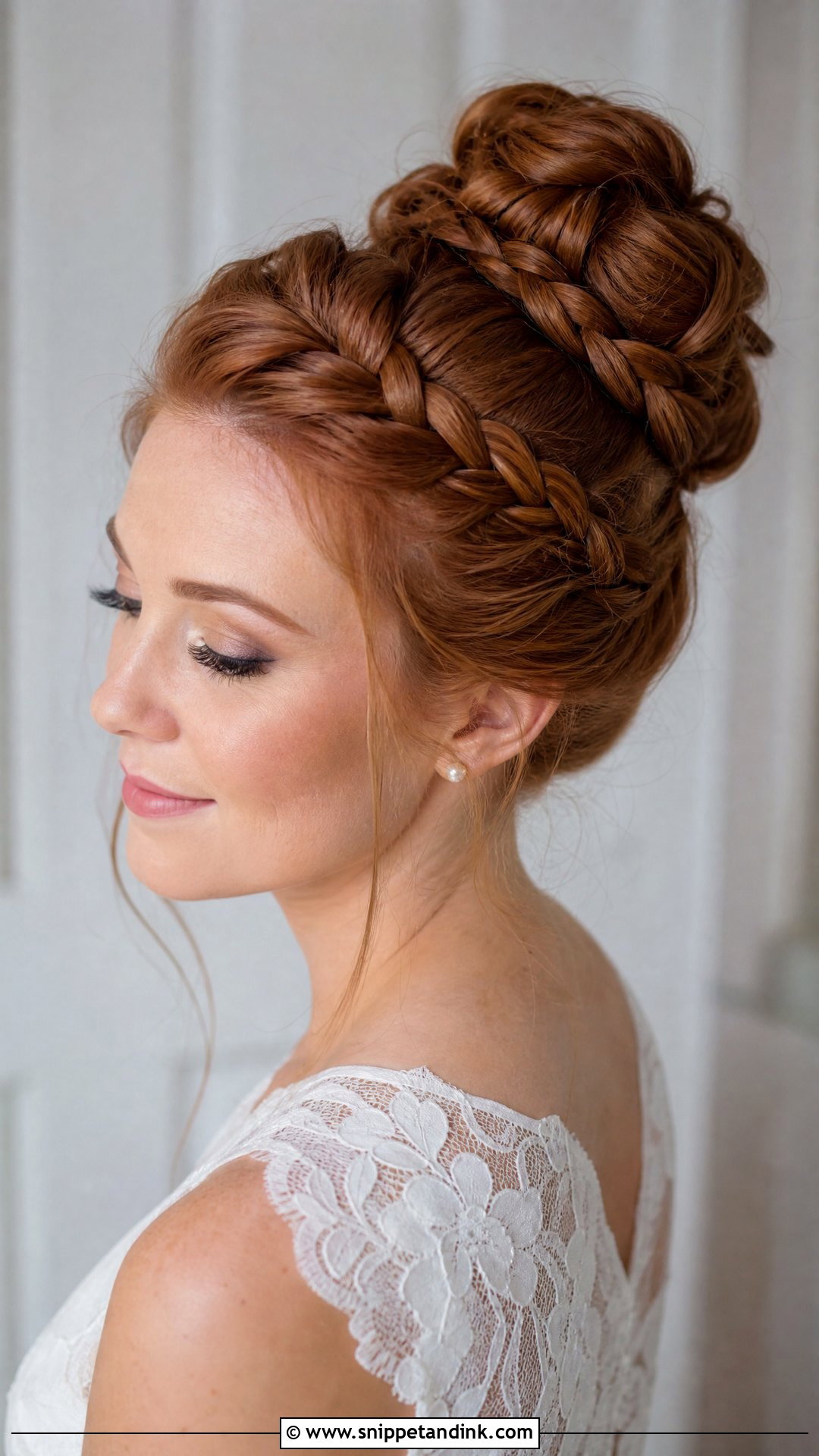 Braided Bridal High Bun - Snippet and Ink - 15 Bridal High Bun Hairstyles