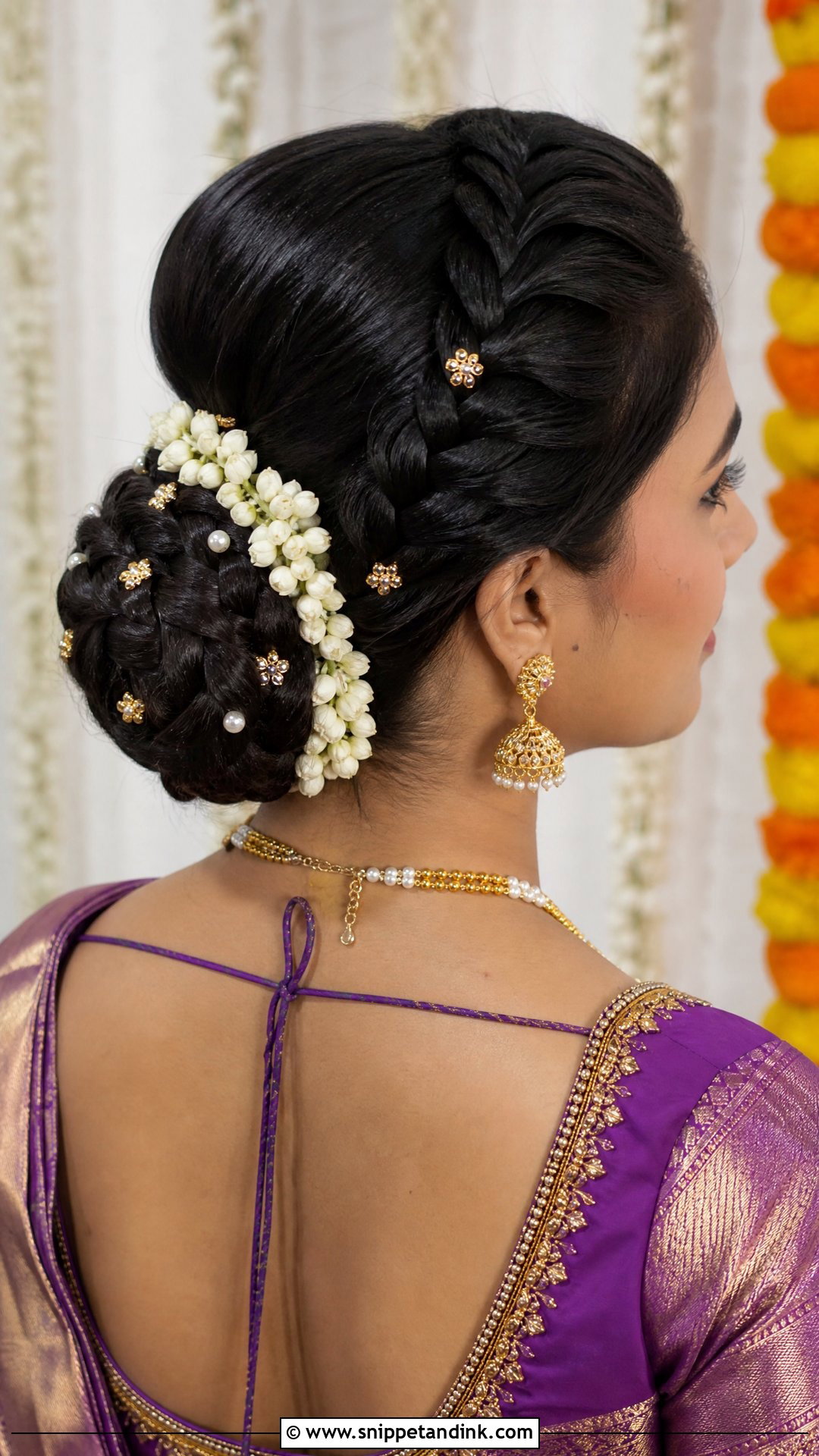 Braided Bun Bridal Hairstyle - Snippet and Ink - 20 South Indian Wedding Bridal Hairstyle Ideas