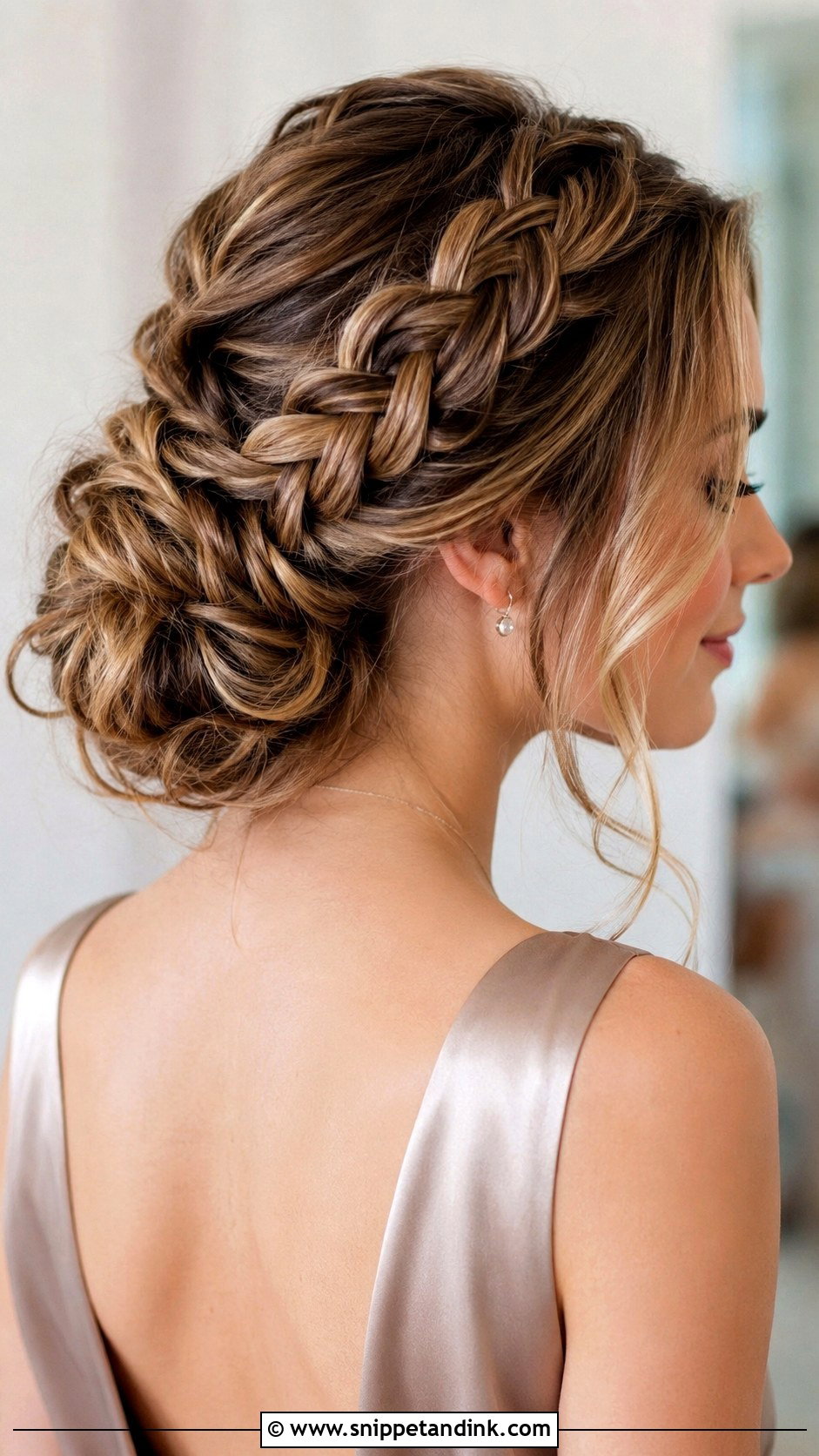 Braided Bun Bridesmaid Updo For Long Hair - Snippet and Ink - 20 Bridesmaid Updo Hairstyles for Long Hair
