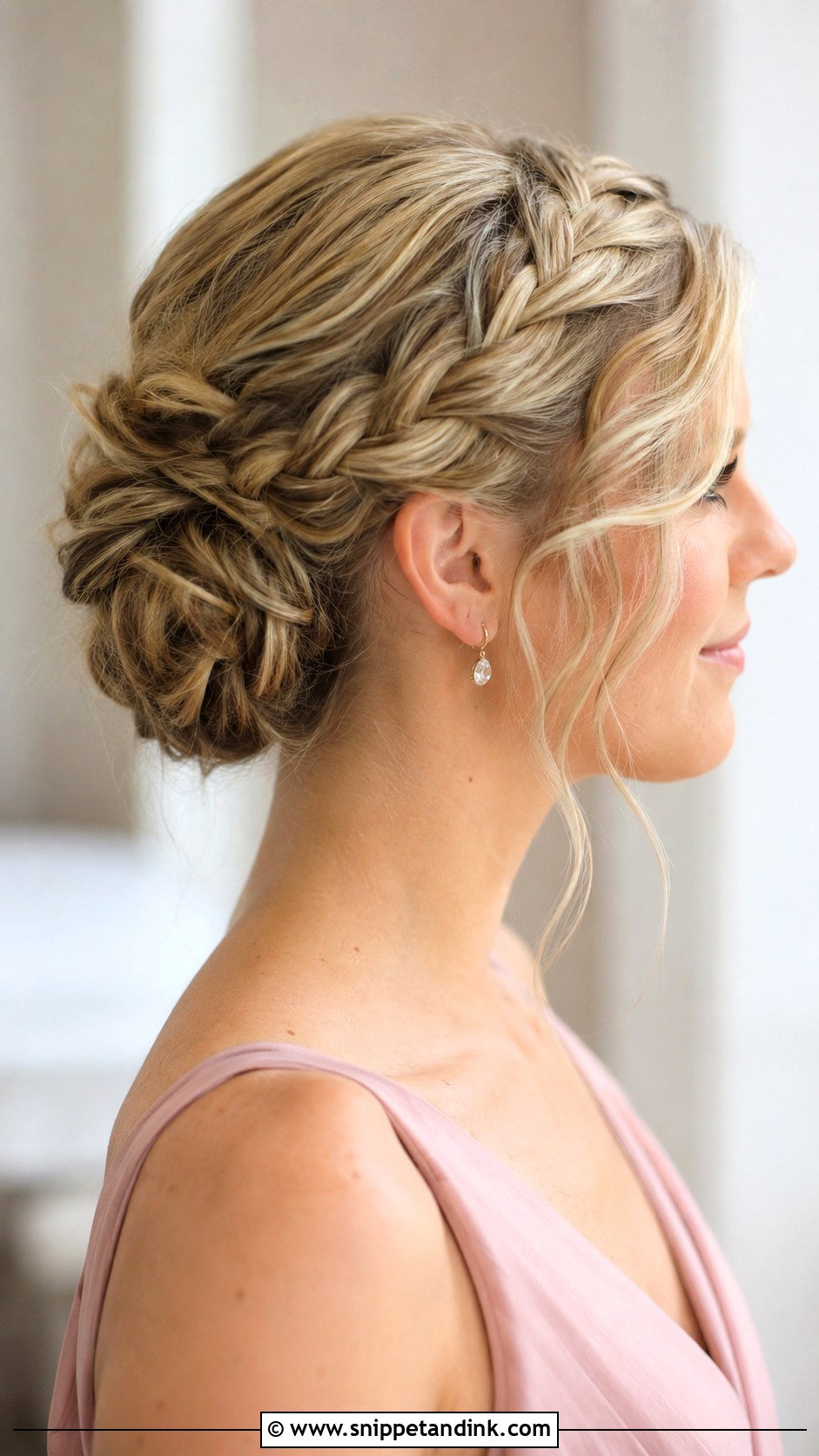 Braided Bun Bridesmaid Updo For Medium Hair - Snippet and Ink - 20 Bridesmaid Updo Hairstyles Medium