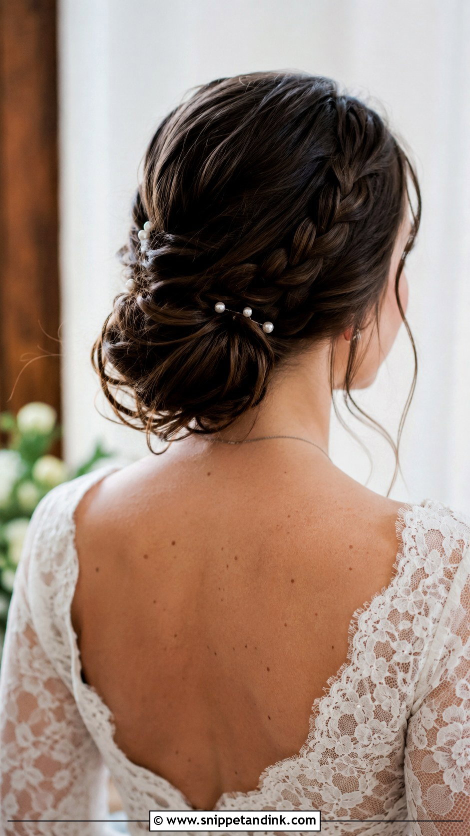 Braided Bun Hairstyle - Snippet and Ink - 25 Shoulder Length Bridal Hair Ideas