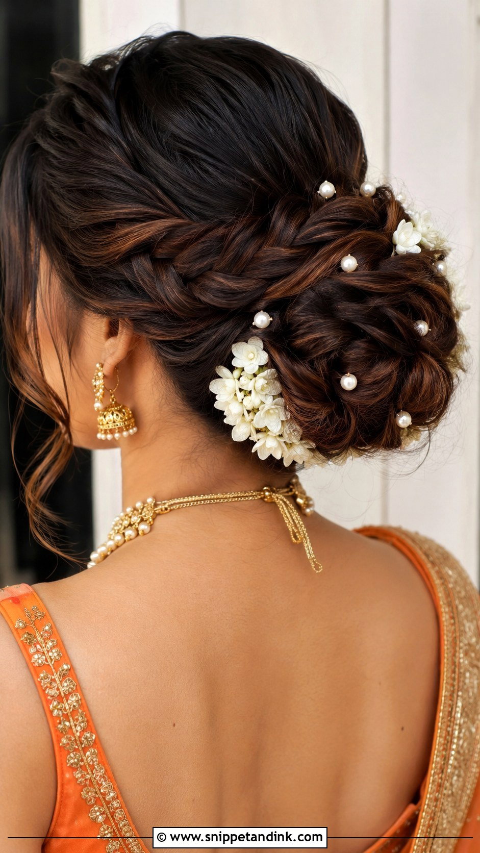 Braided Bun Hairstyle For Mehndi - Snippet and Ink - 20 Mehndi Event Hairstyles