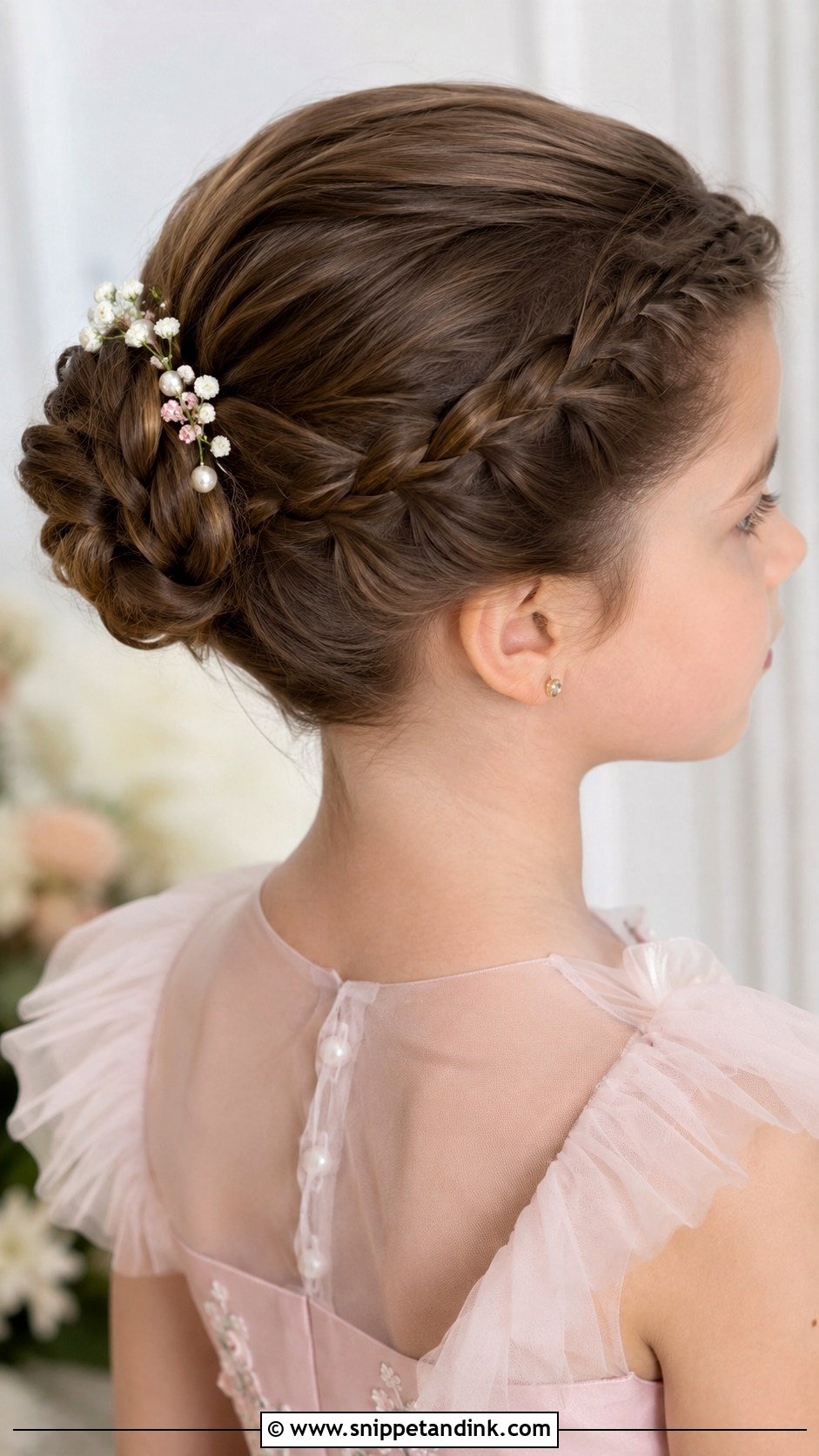 Braided Bun Hairstyle - Snippet and Ink - 25 Kids Girls Wedding Hairstyles