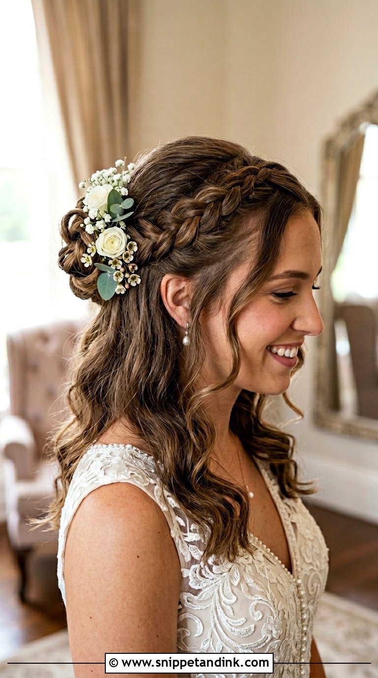 Braided Bun Half Up Wedding Hair - Snippet and Ink - 20 Braided Half-Up Half-Down Wedding Hair Ideas