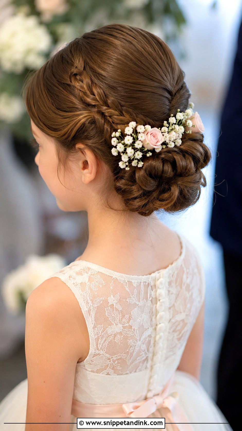 Braided Bun Updo - Snippet and Ink - 30 Kids Hairstyles for Wedding