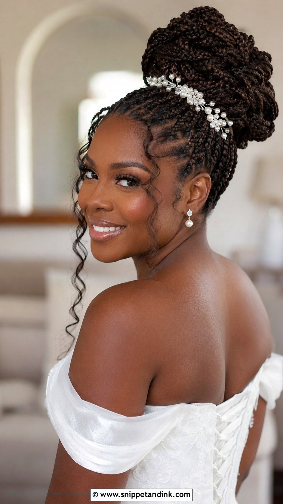 Braided Bun Updo for Black Brides - Snippet and Ink - 25 Black Hair Wedding Styles