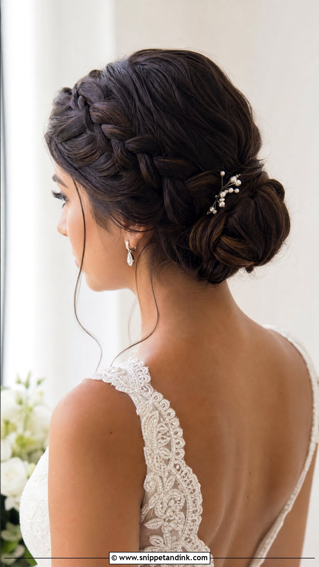 Braided Bun Wedding Hairstyle For Thick Hair - Snippet and Ink - 20 Thick Hair Wedding Styles
