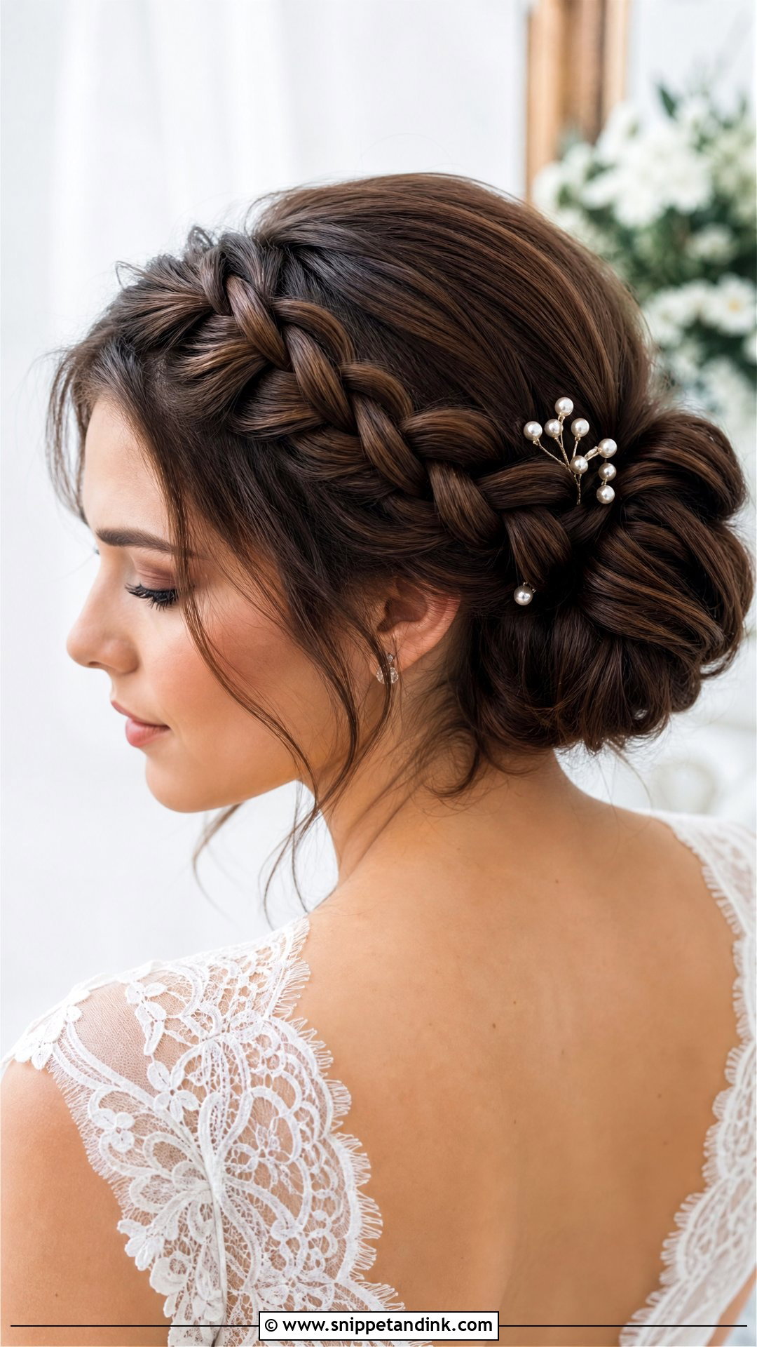 Braided Bun Wedding Hairstyle for Brown Hair - Snippet and Ink - 20 Wedding Hairstyles Brown Hair