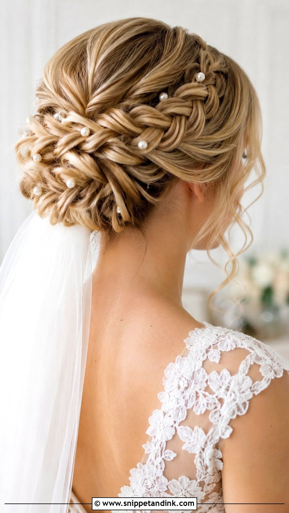 Braided Bun Wedding Updo With Pearls - Snippet and Ink - 15 Wedding Updo with Pearls Ideas