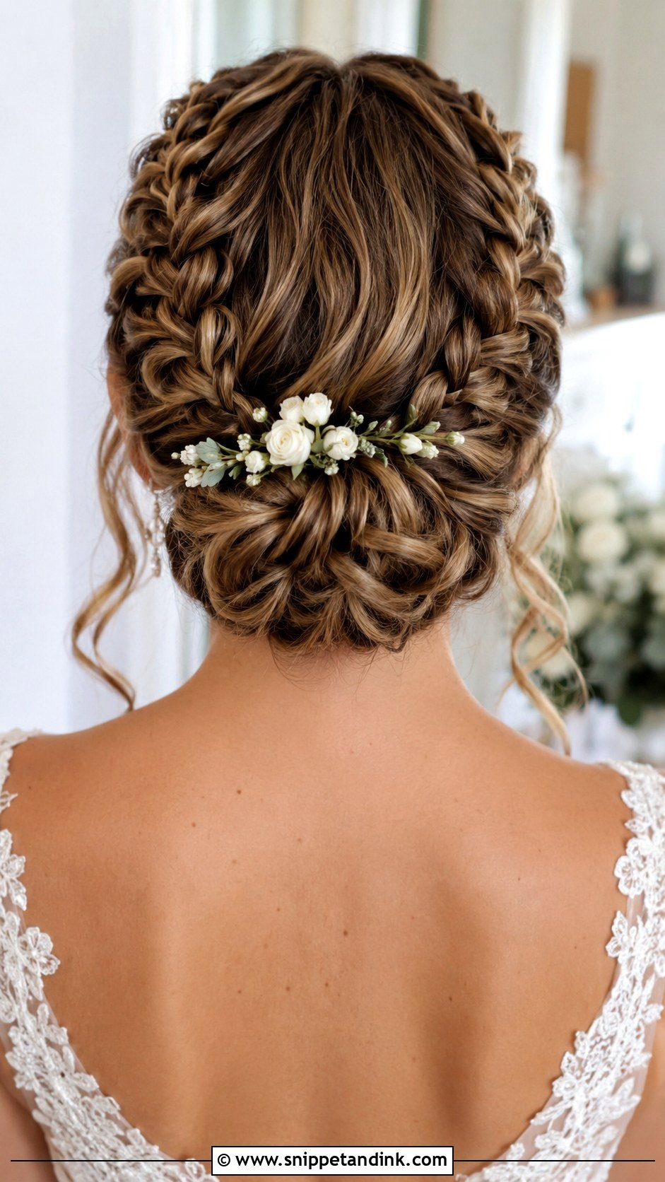 Braided Bun With Babys Breath - Snippet and Ink - 20 Bridal Braids Hairstyles
