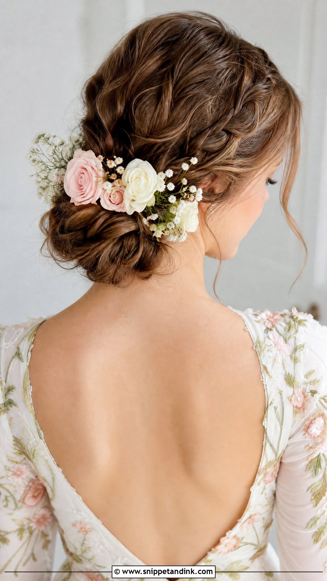 Braided Bun With Flowers - Snippet and Ink - 20 Bridal Hair Braids